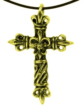 Anhänger Kreuz Lilie, Metall, 4 cm, goldfarben