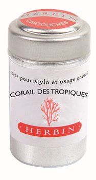 J. Herbin 6 Tintenpatronen in der Dose Korallenrot