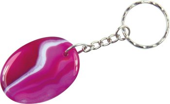 Schlüsselanhänger Achat pink, oval, 4 cm