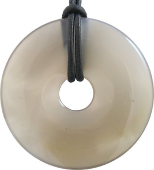 Natur Achat Donut als Geschenkset mit Lederband, 30 mm