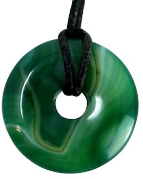 Achat Donut, grün, 30 mm als Geschenkset mit Lederband