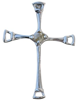 Edler Kreuz Anhänger mit Diamant, 925er Silber, 3 cm