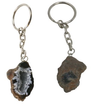 Schlüsselanhänger Achat Geode, ca. 4 cm, dunkel, 1 Stück
