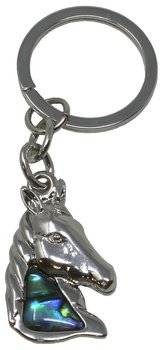 Schlüsselanhänger Pferdekopf, Paua Muschel, 8 cm