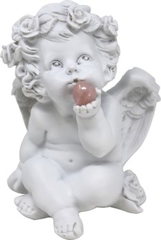 Süßer Engel mit Edelsteinherz Rosenquarz, 16 cm