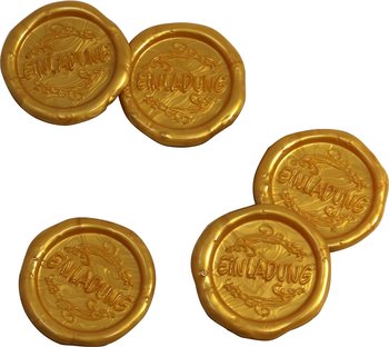 25 Stück fertige Siegelaufkleber Einladung Gold Ø 35 mm